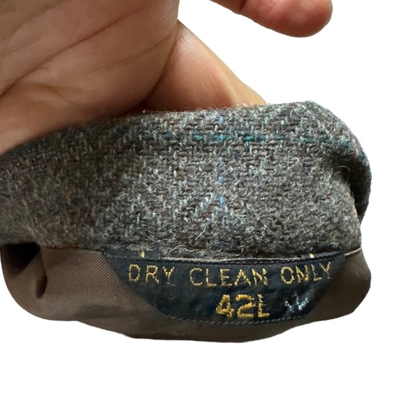 Vintage By Haggar Mens Brown Herringbone Wool Tweed Two Button Sport Coat Sz.42L - Picture 9 of 16